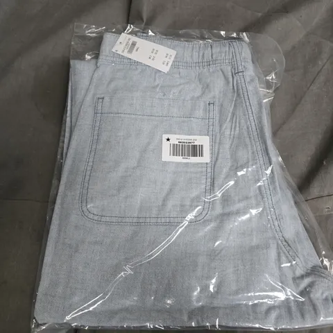 BAGGED HOLLISTER LINEN-BLEND FLEX WAIST BAGGY PANTS IN EATHER BLUE - SMALL