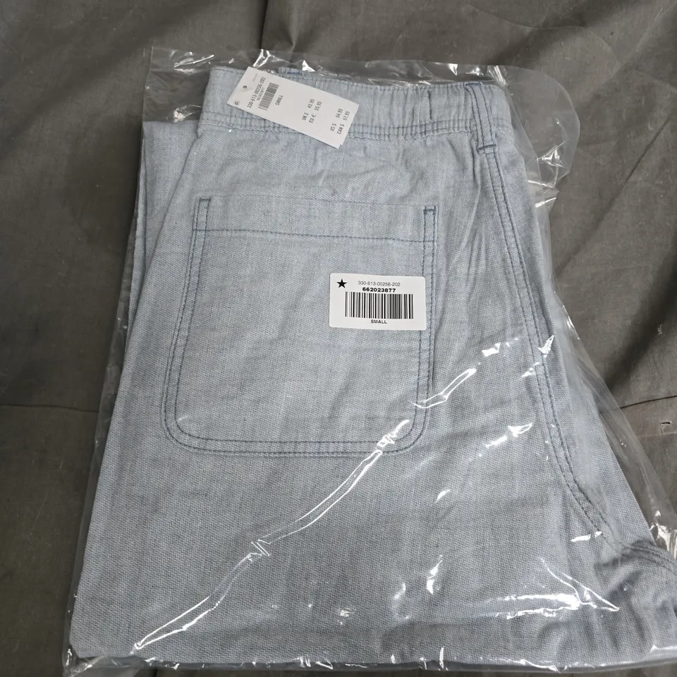BAGGED HOLLISTER LINEN-BLEND FLEX WAIST BAGGY PANTS IN EATHER BLUE - SMALL
