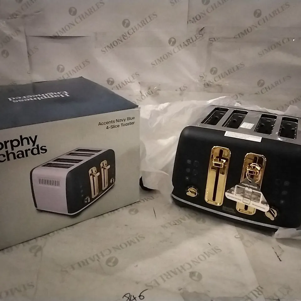 BOXED MORPHY RICHARDS ACCENTS NAVY BLUE 4 SLICE TOASTER 