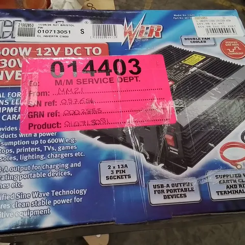 BOXED CLARKE CI600 600W POWER INVERTER