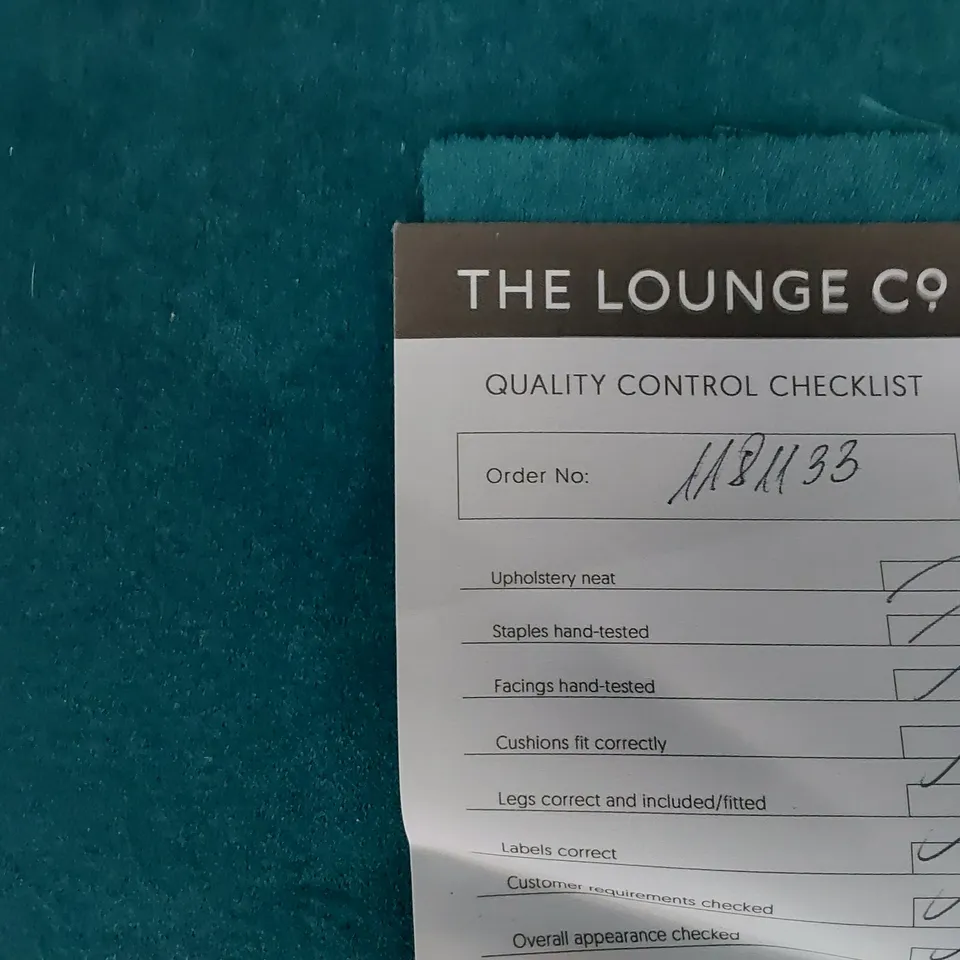 QUALITY BRITISH MADE LOUNGE Co FOUR SEATER SOFA TURQUOISE PLUSH FABRIC 