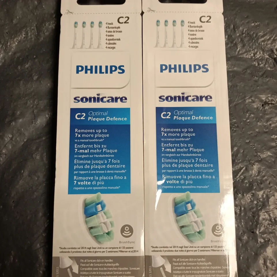 2 X PHILIPS SONICARE C2 REPLACEMENT TOOTHBRUSH HEADS – PACK OF 4