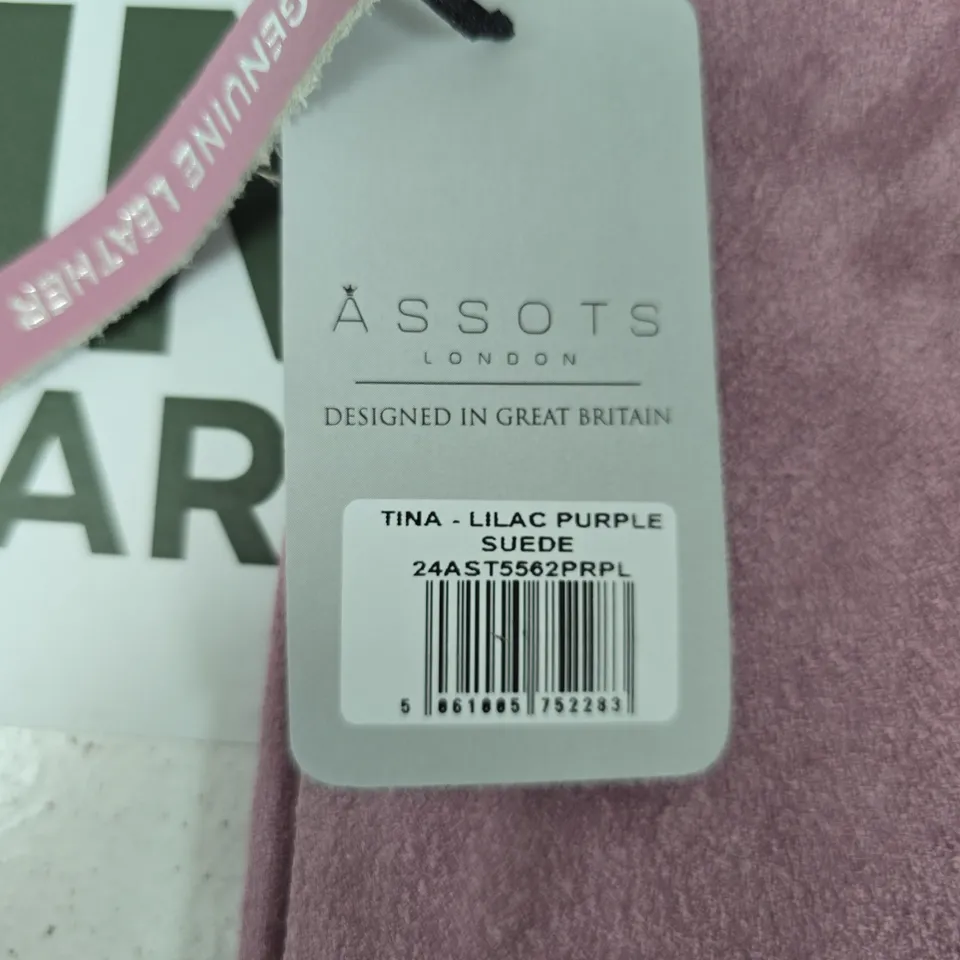 ASSOTS LONDON TINA LILAC PURPLE SUEDE LEATHER HANDBAG