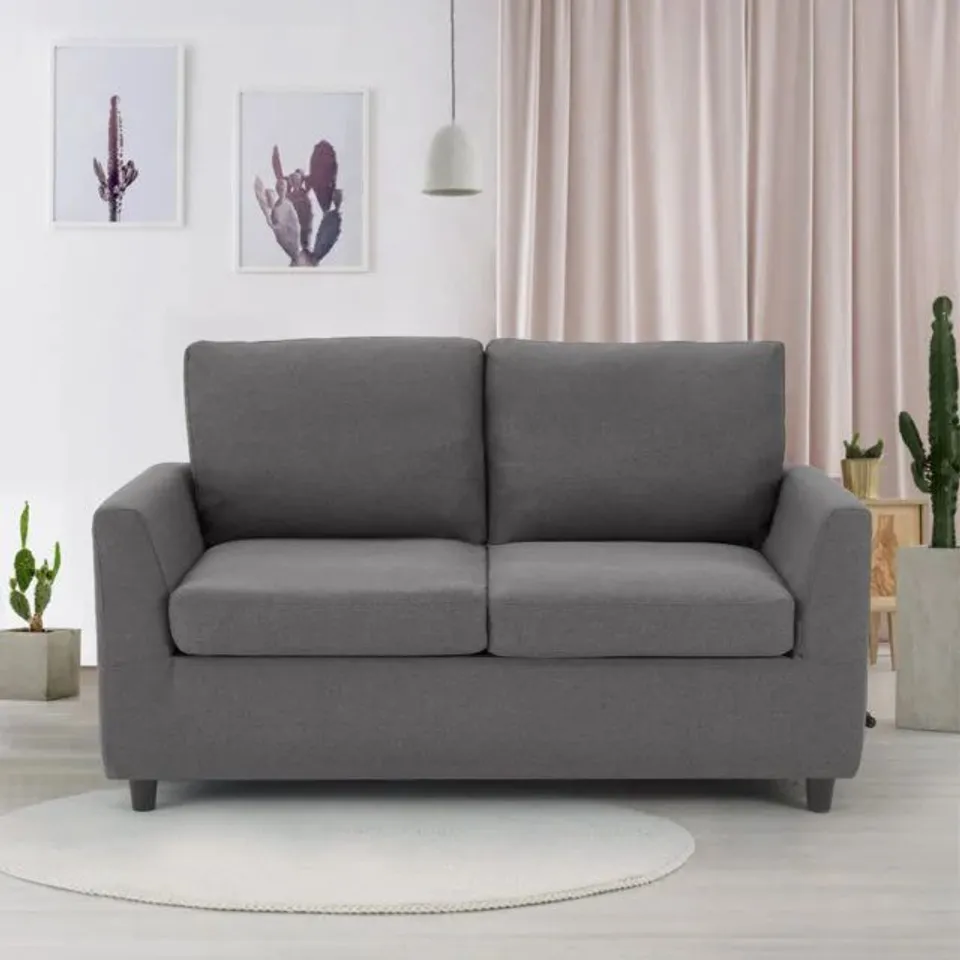 BOXED FLORISSANT 2 SEATER UPHOLSTERED LOVESEAT - GREY (2 BOXES)