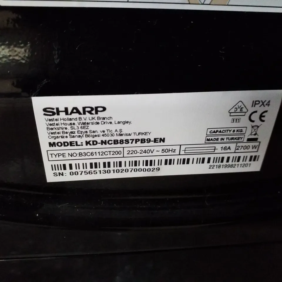 SHARP KD-NCB8S7PB9 FREESTANDING TUMBLE DRYER