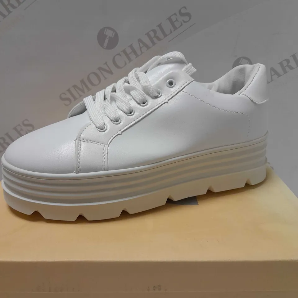 KOI YUMI LAYERED CHUNKY WHITE PU TRAINERS - SIZE 7