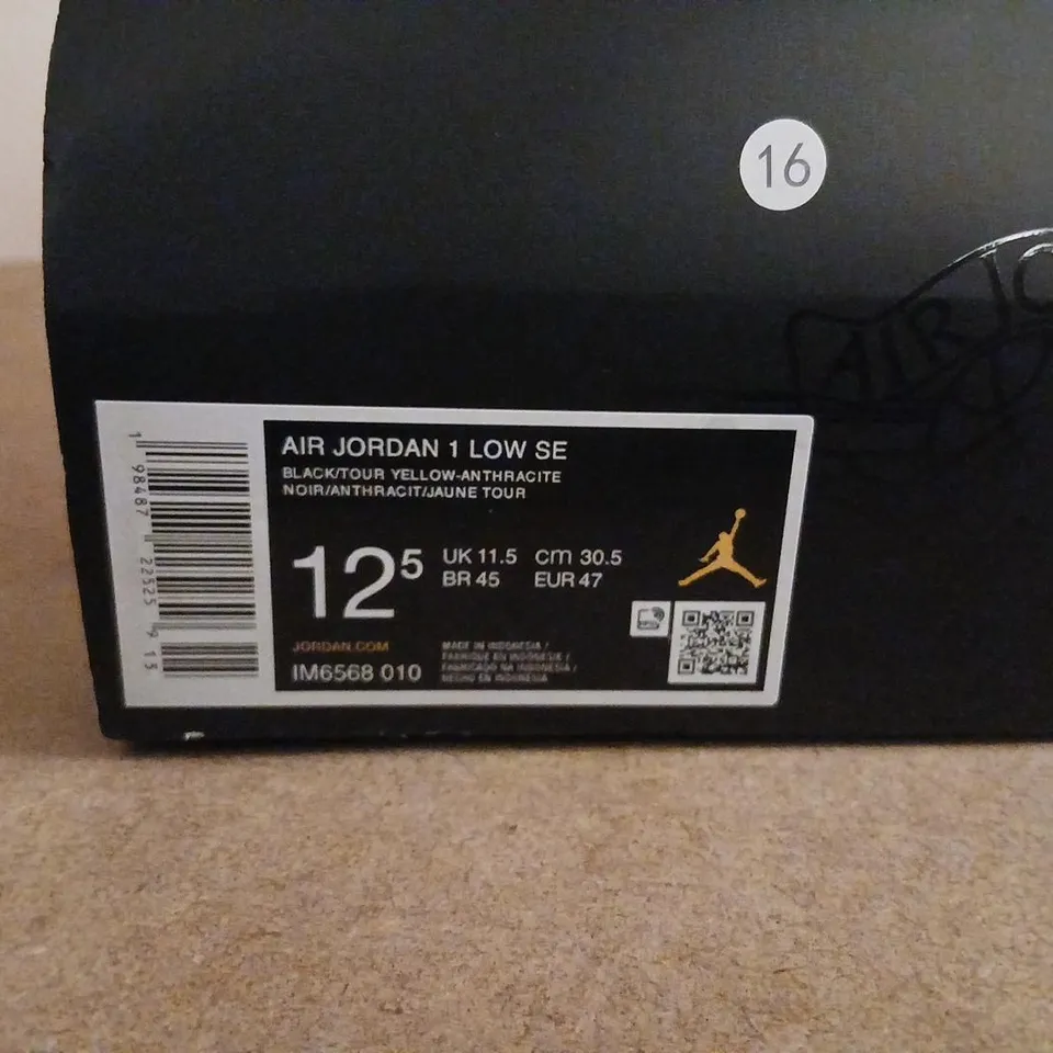 NIKE AIR JORDAN 1 LOW SE SNEAKERS – BLACK/ TOUR YELLOW-ANTHRACITE, UK 11.5 (BOXED)