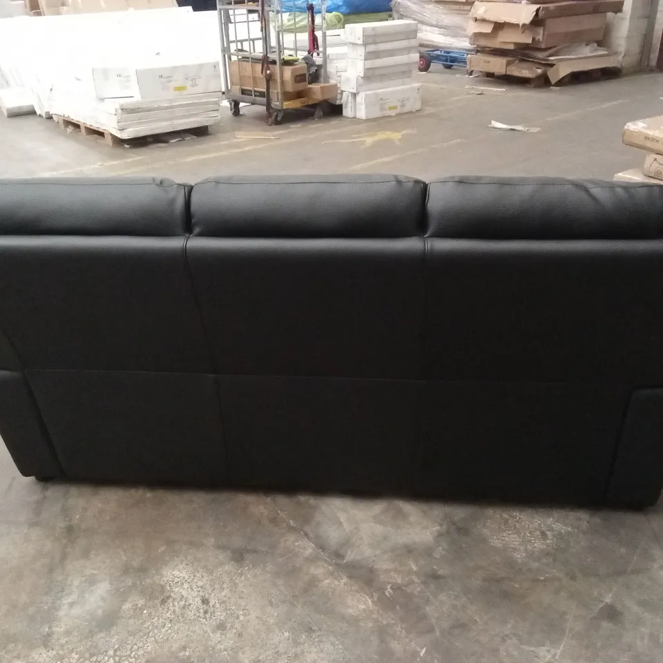 ALBION LUXURY FAUX LEATHER HIGH BACK 3 SEATER SOFA - BLACK RRP £569