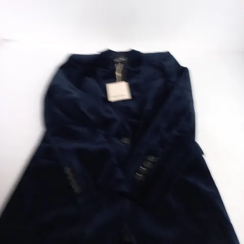 ME+EM PINSTRIPE VELVET SHARP-SHOULDER BLAZER NAVY - SIZE UK 6