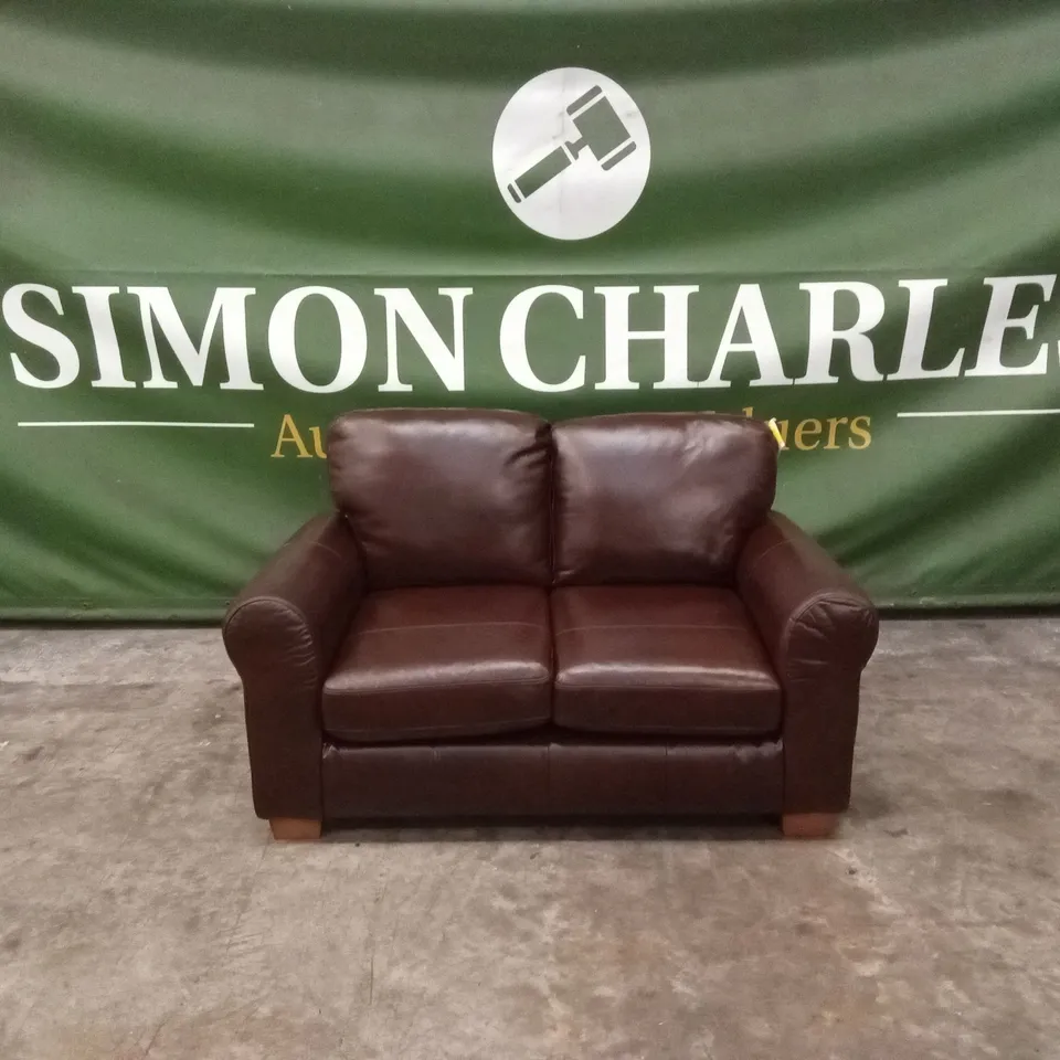 BAILEY 2 SEATER LEATHER SOFA - CHOCOLATE RRP £829