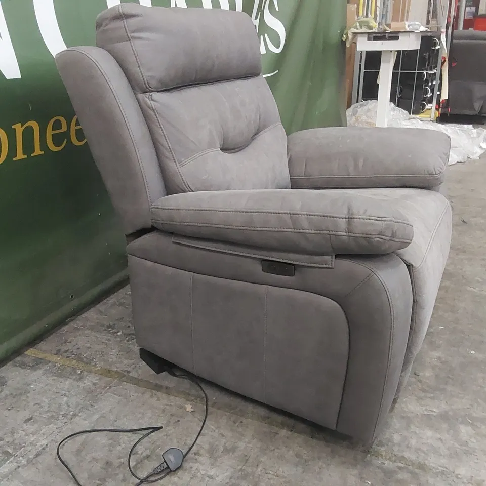 QUALITY DESIGNER FABRIC UPHOLSTERED ELECTRIC RECLINER ARMCHAIR