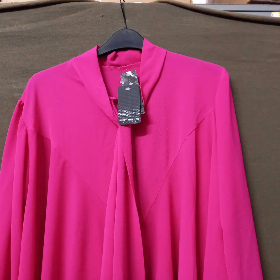 KURT MULLER WOMAN BUTTON UP LOOSE BLOUSE TOP IN HOT PINK - SIZE UNSPECIFIED