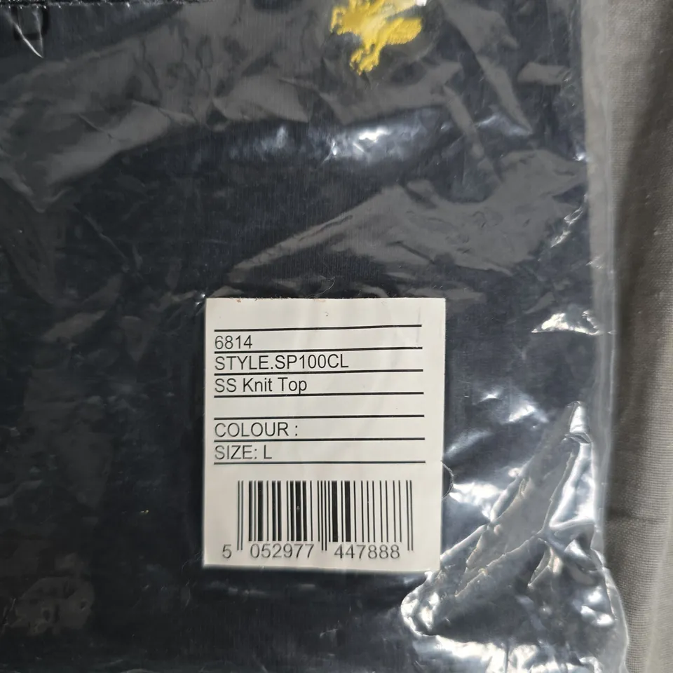 LYLE & SCOTT NAVY KNIT TOP – MEN’S, SIZE L, WITH YELLOW EAGLE LOGO