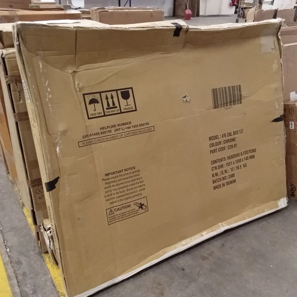 BOXED CAL 4'6" DOUBLE SIZE BED FRAME (2 BOXES)