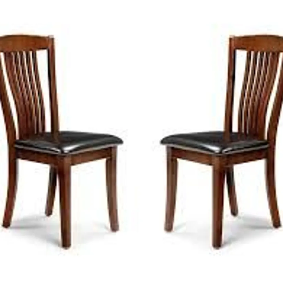 BOXED PAIR OF CANTERBURY CHAIRS - MAHOGANY EFFECT 