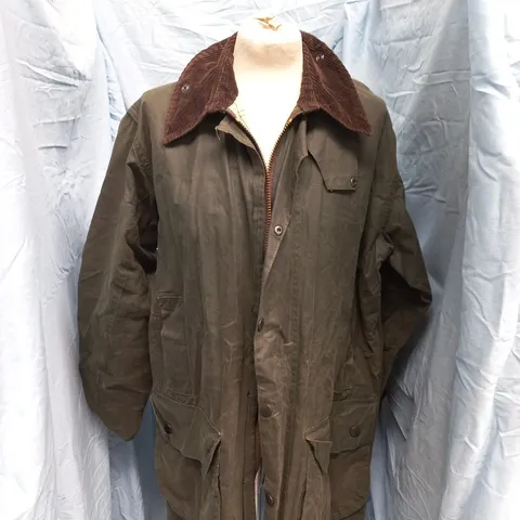 BARBOUR BORDER WAXED JACKET – OLIVE GREEN, MEN'S SIZE UNSPECIFIED