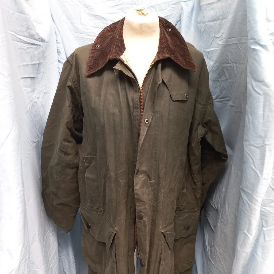 BARBOUR BORDER WAXED JACKET – OLIVE GREEN, MEN'S SIZE UNSPECIFIED