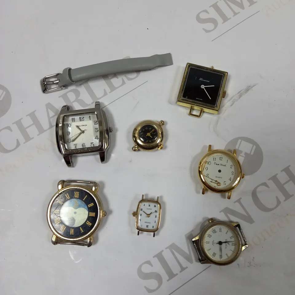 BOX OF 7 ASSORTED WATCH FACES IN VARYING BRANDS TO INCLUDE SEKONDA, TIMECO, BLEU CITRON ETC