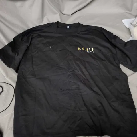 AEGIS PERFORMANCE BLACK T-SHIRT WITH GOLD CREST LOGO
