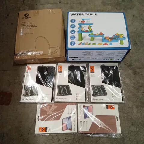 PALLET OF ASSORTED HOUSEHOLD GOODS & PRODUCTS TO INCLUDE; AIR FRYER, BABY STROLLER, TOILET SEAT, WATER TABLE, IPAD CASES ETC