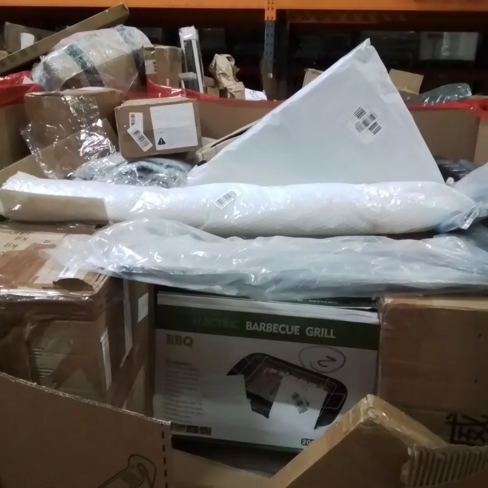 PALLET OF ASSORTED HOUSEHOLD GOODS AND PRODUCTS TO INCLUDE;KEYBOARD,PLAYPEN,RETRACTABLE SAFETY GATE