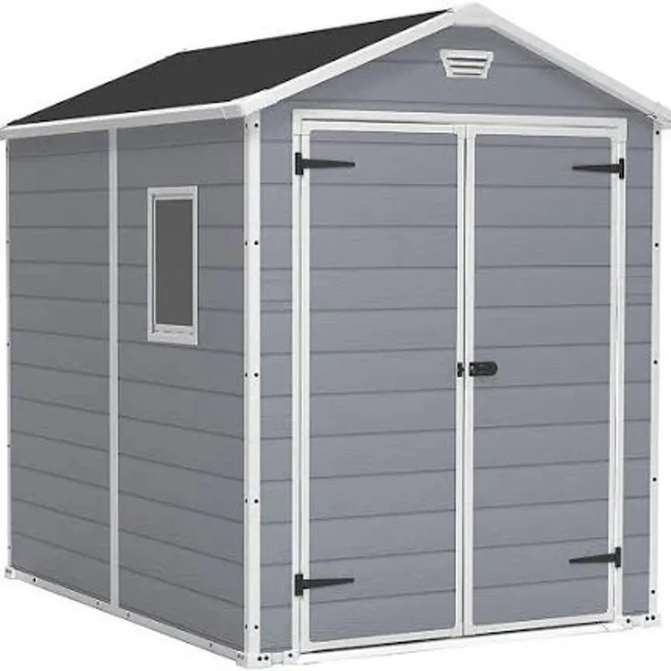 BOXED MANOR 6FT × 8FT PLASTIC APEX GARDEN SHED (1 BOX)