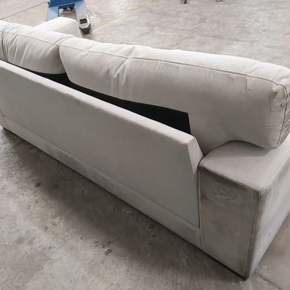 DESIGNER MANHATTAN DOVE GREY PLUSH FABRIC 3 SEATER SOFA