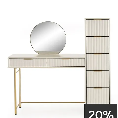 CORA DRESSING TABLE, MIRROR AND SIDE DRAWERS SET - COLLECTION ONLY 