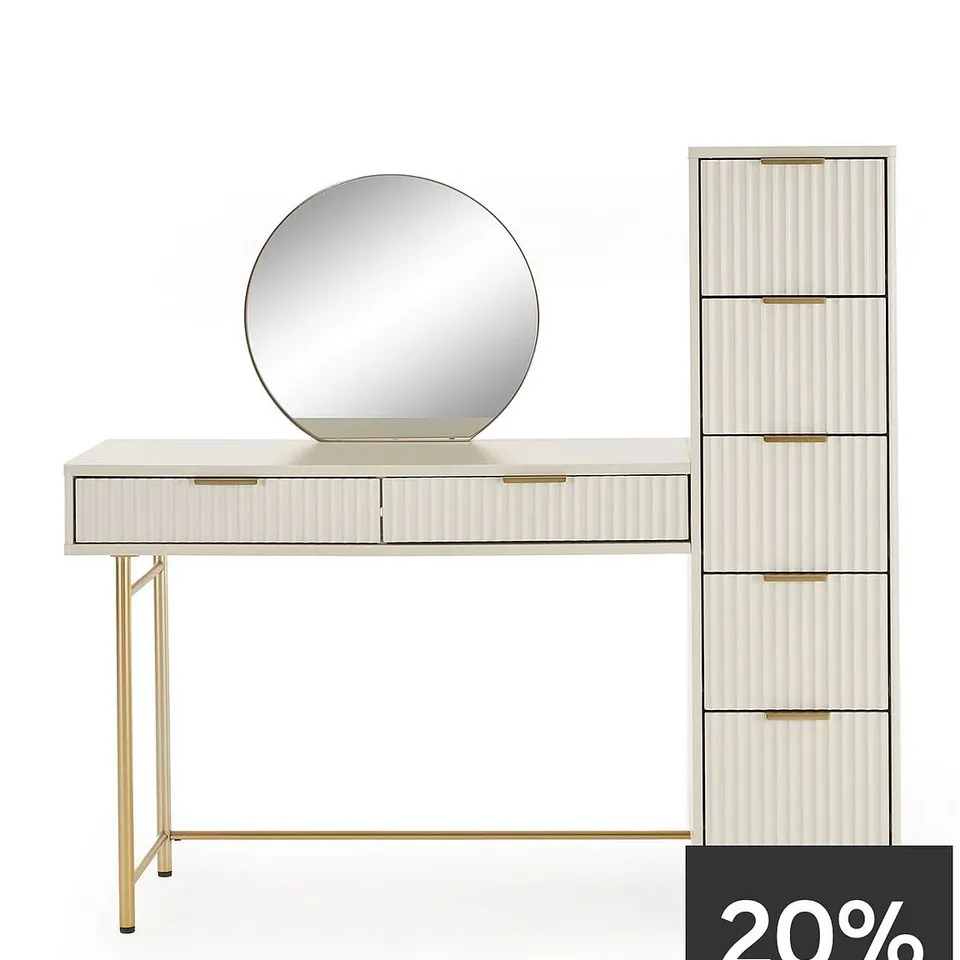 CORA DRESSING TABLE, MIRROR AND SIDE DRAWERS SET - COLLECTION ONLY 