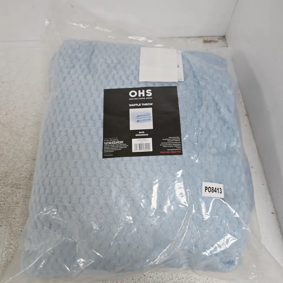 OHS WAFFLE THROW – BLUE – 200X240CM