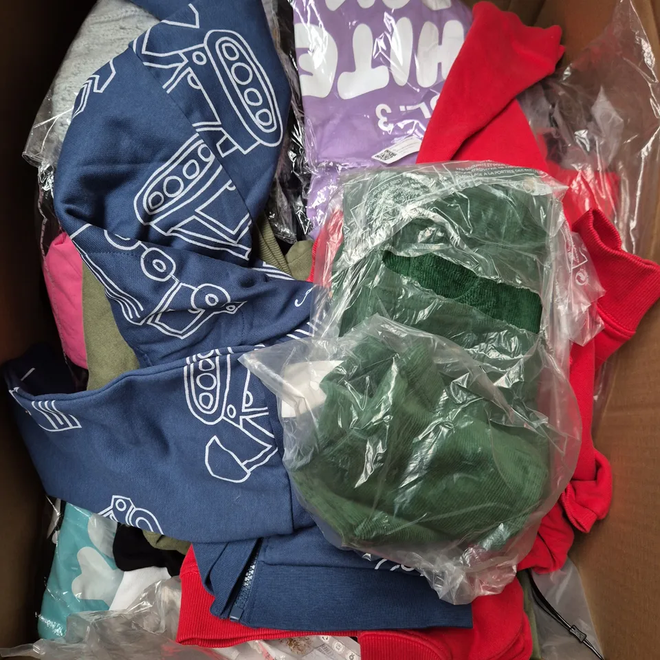 BOX OF APPROXIMATELY 30 ASSORTED KIDS CLOTHING ITEMS TO INCUDE - PYJAMAS, BAG, JACKET, ETC