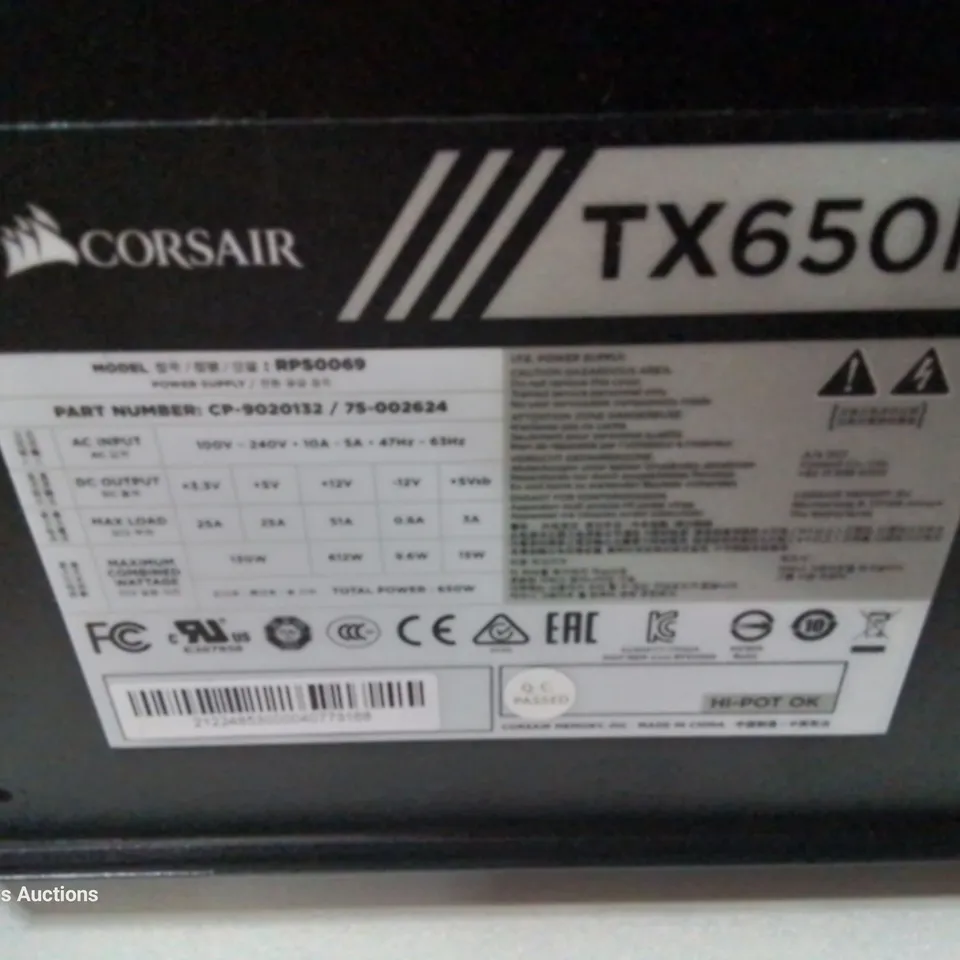 CORSAIR TX-M SERIES 650 WATT 80 PLUS GOLD CERTIFIED PSU (UK) HYBRID MODULAR POWER SUPPLY UNIT - BLACK