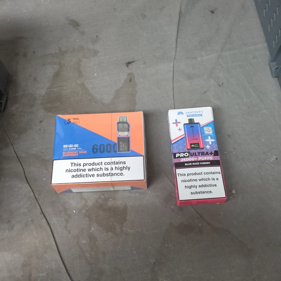 TOTE OF APPROXIMATELY 25 ASSORTED ELECTRONIC CIGARETTE ITEMS TO INCLUDE:  SIKE CL6000 POD REFILLS 