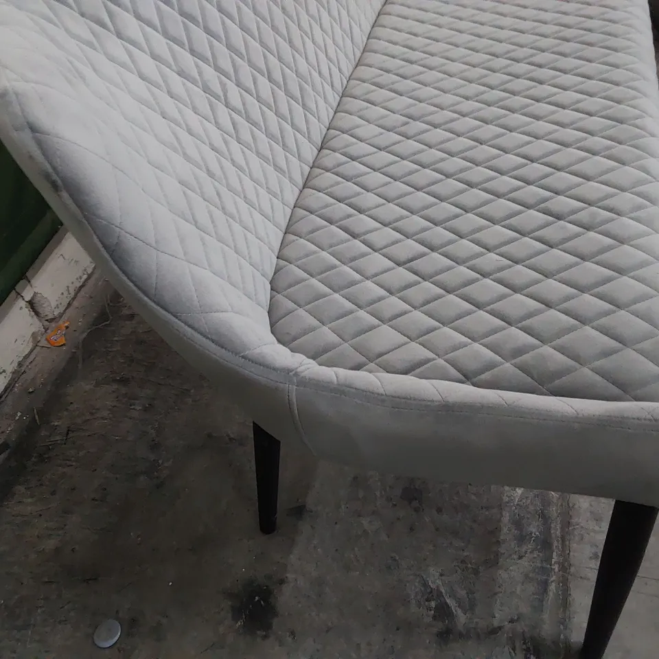 DESIGNER UPHOLSTERED DINING BENCH GREY DIAMOND QUILTED FABRIC 