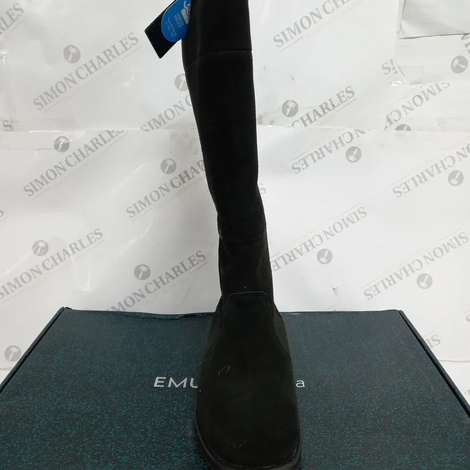 EMU AUSTRALIA "MOONTA" WATERPROOF KNEE LEATHER BOOTS - UK SIZE 7 - BLACK 