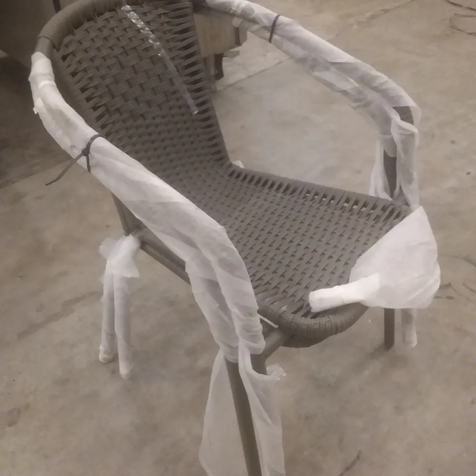 BARI STEEL ARMCHAIR WITH RATTAN EFFECT X2