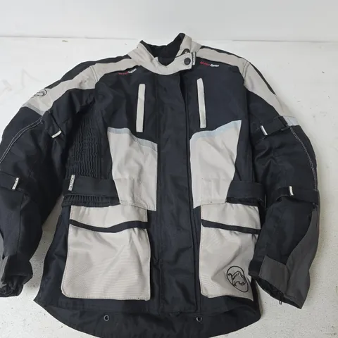 BUFFALO OUTDOOR MOTORCYCLE TOURING JACKET IN BLACK/LIGHT GREY – UK SIZE 12