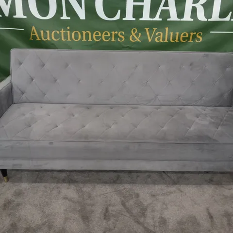 DESIGNER SILVER VELVET EFFECT FABRIC CLICK CLACK SOFABED