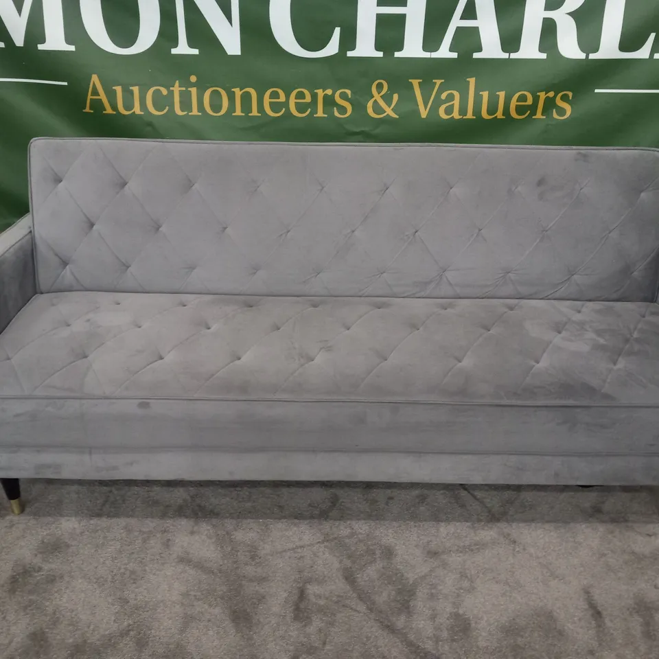 DESIGNER SILVER VELVET EFFECT FABRIC CLICK CLACK SOFABED