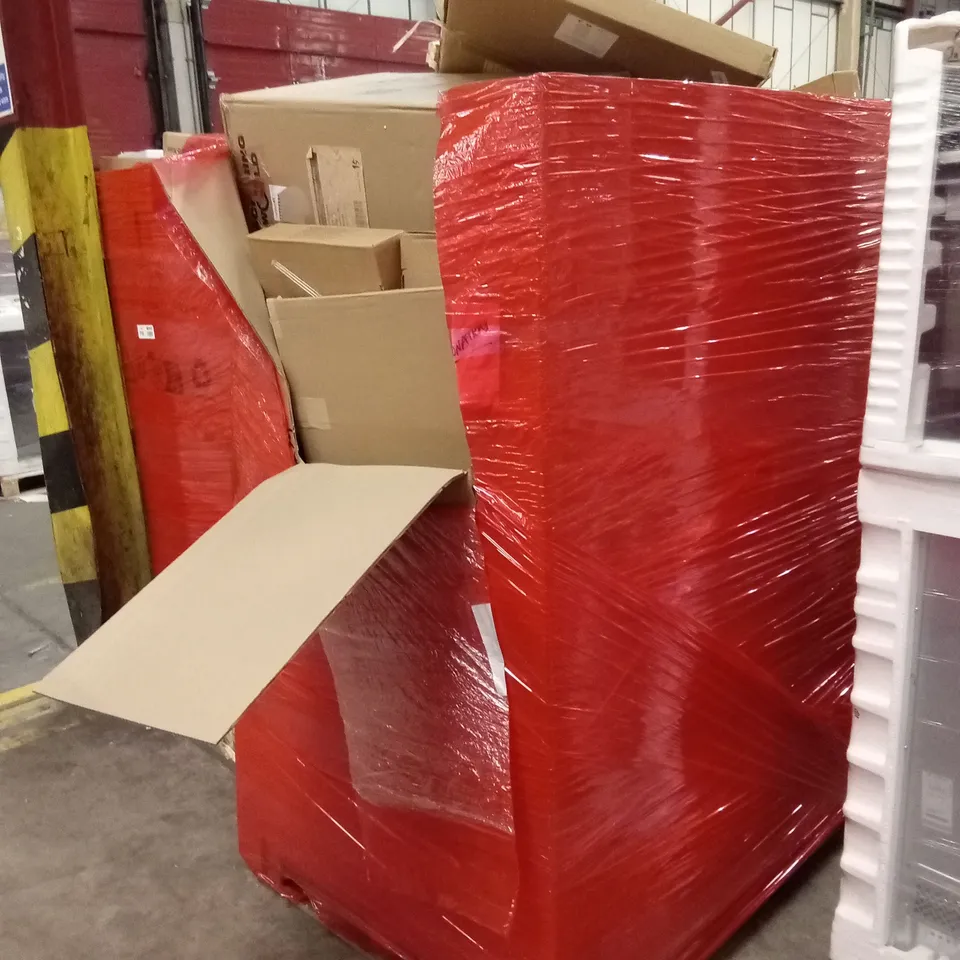 PALLET OF ASSORTED HOUSEHOLD GOODS AND PRODUCTS TO INCLUDE; BOXED FURNITURE ETC