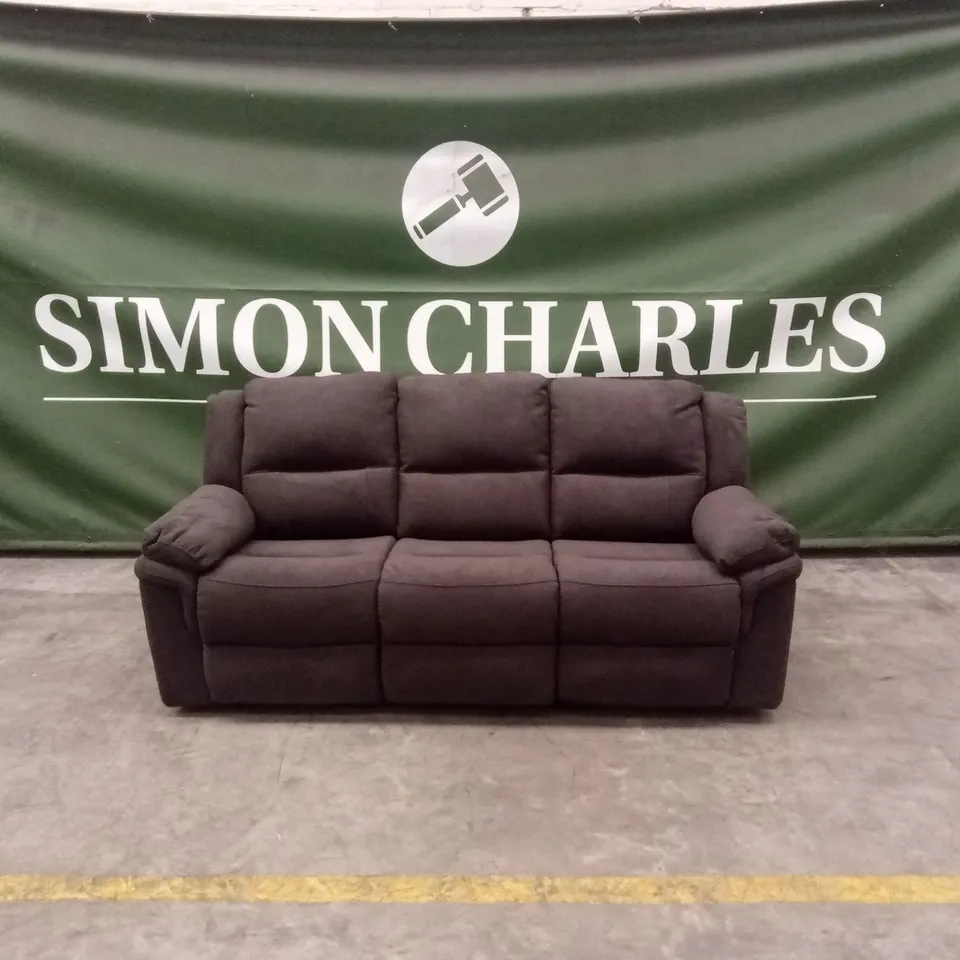 ALBION CHENILLE 3 SEATER HIGH BACK MANUAL RECLINER SOFA - CHARCOAL RRP £679