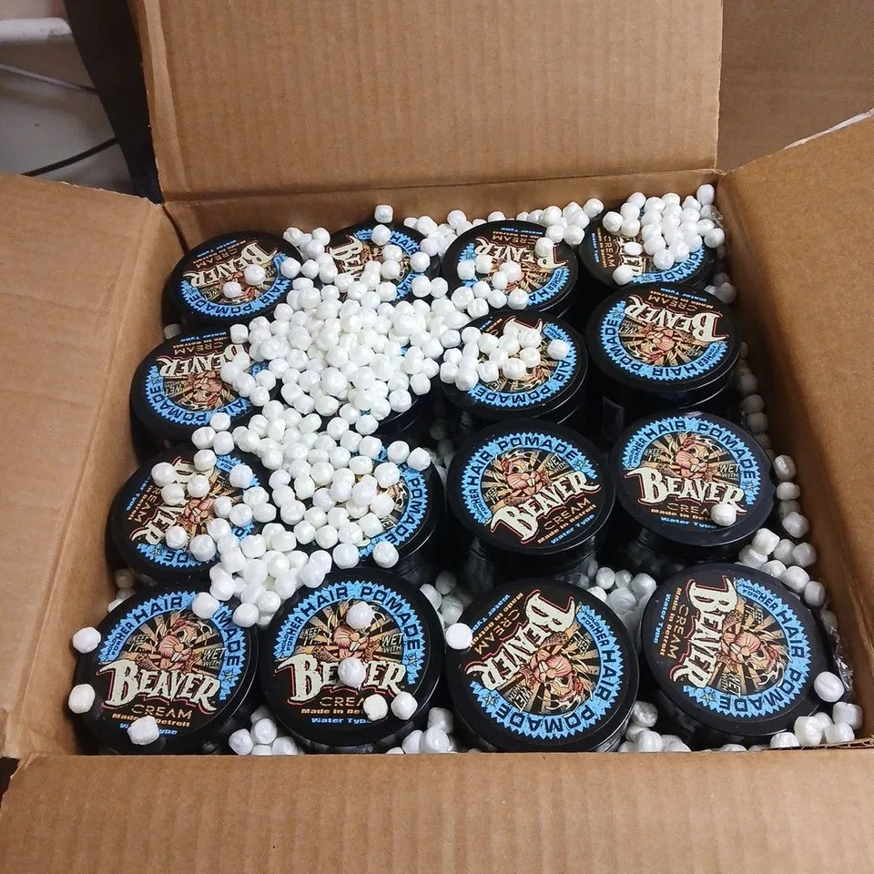 BOX OF APPROXIMATELY 45 X BEAVER CREAM HAIR POMADE WATER TYPE 110G