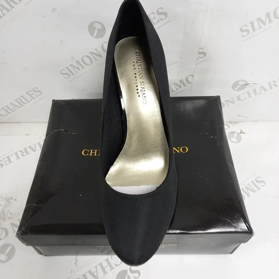 APPROXIMATELY 5 CHRISTIAN SIRIANO FOR PAYLESS KAMILLE HIGH HEEL SHOES IN BLACK SIZE 10 