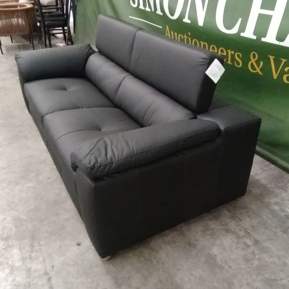 BRADY 100% PREMIUM LEATHER 3 SEATER SOFA - BLACK RRP £1149