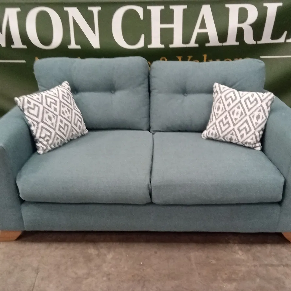 PRENT FABRIC 2 SEATER SOFA - TEAL RRP £799