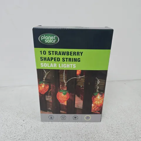 BOXED AND SEALED PLANET SOLAR 10 STRAWBERRY SHAPED STRING SOLAR LIGHTS