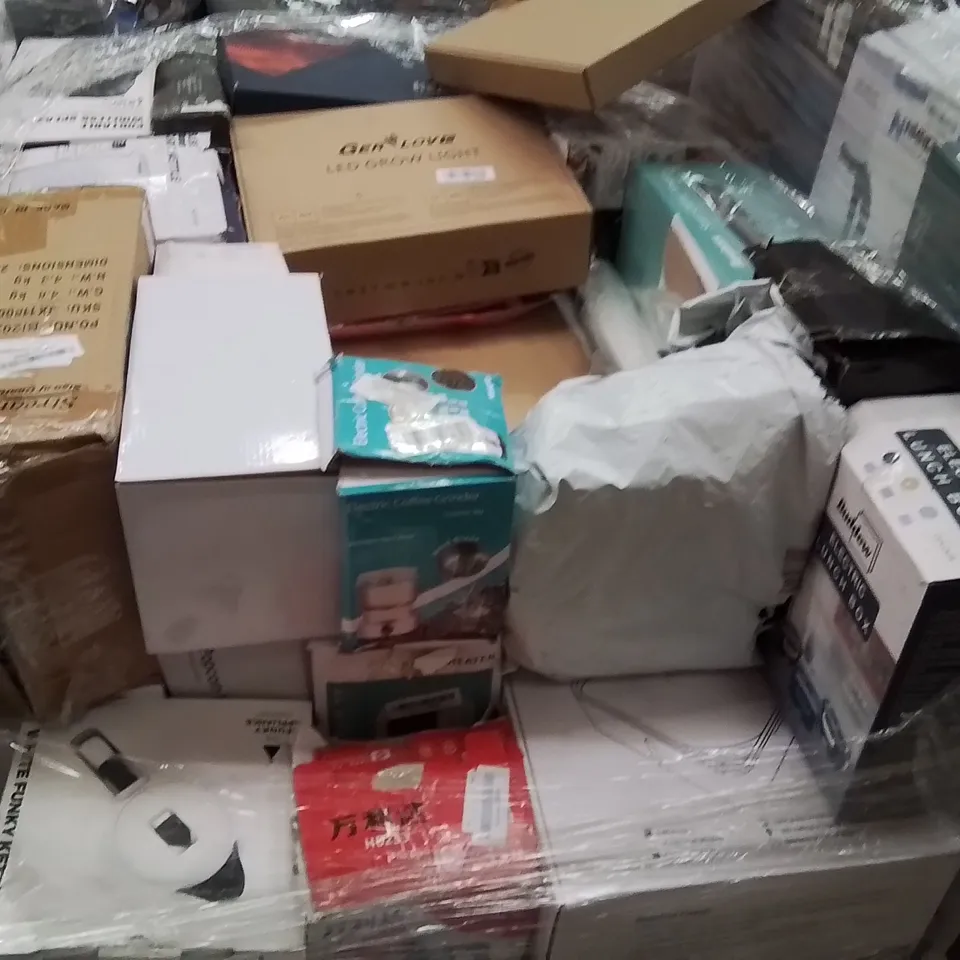 PALLET TO CONTAIN A LARGE QUANTITY OF ELECTRICAL PRODUCTS TO INCLUDE;VINTAGE TURNTABLE,HEATED BLANKET,HEATED MATTRESS PAD
