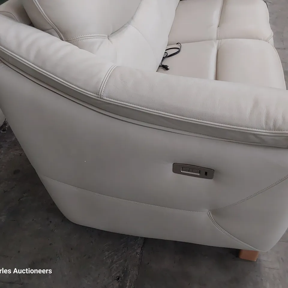 QUALITY BRITISH DESIGNER G PLAN JACKSON POWER RECLINING THREE SEATER SOFA CAPRI STONE LEATHER 