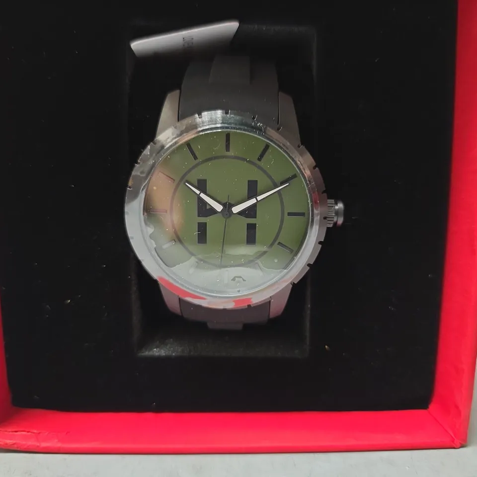 BOXED HAGLEY WEST KHAKI DIAL WATCH