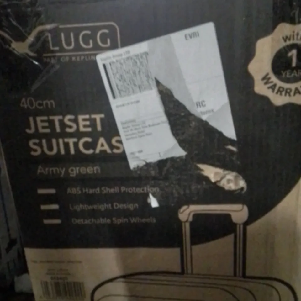 BOXED KEPLIN LUGG 40CM JETSET SUITCASE ARMY GREEN COLOUR 